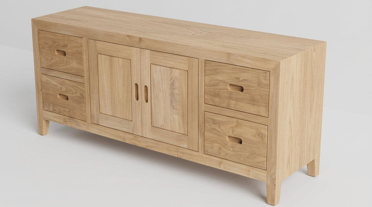 Teak low cabinet Square – boho furniture handcrafted in Bali by BaliSouk (vue 2)