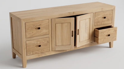 Teak low cabinet Square – boho furniture handcrafted in Bali by BaliSouk (vue 4)