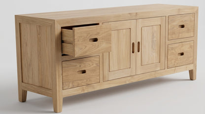 Teak low cabinet Square – boho furniture handcrafted in Bali by BaliSouk (vue 5)