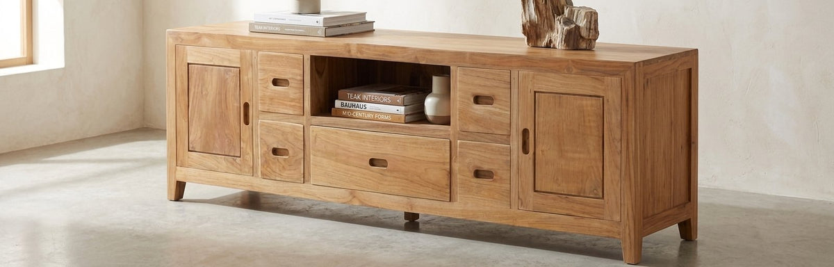 Teak tv cabinet Lima – boho furniture handcrafted in Bali by BaliSouk (vue 2)