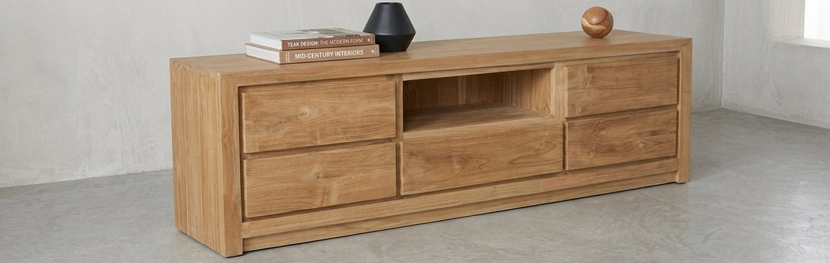 Teak tv cabinet AD Medium – boho furniture handcrafted in Bali by BaliSouk