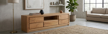 Teak tv cabinet AD Medium – boho furniture handcrafted in Bali by BaliSouk (vue 2)
