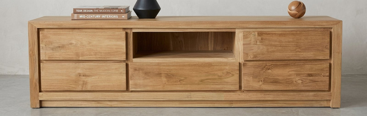 Teak tv cabinet AD Medium – boho furniture handcrafted in Bali by BaliSouk (vue 3)