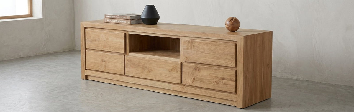 Teak tv cabinet AD Medium – boho furniture handcrafted in Bali by BaliSouk (vue 4)