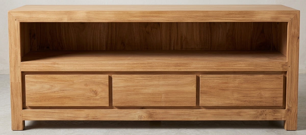 Teak tv cabinet Minimalis – boho furniture handcrafted in Bali by BaliSouk (vue 4)