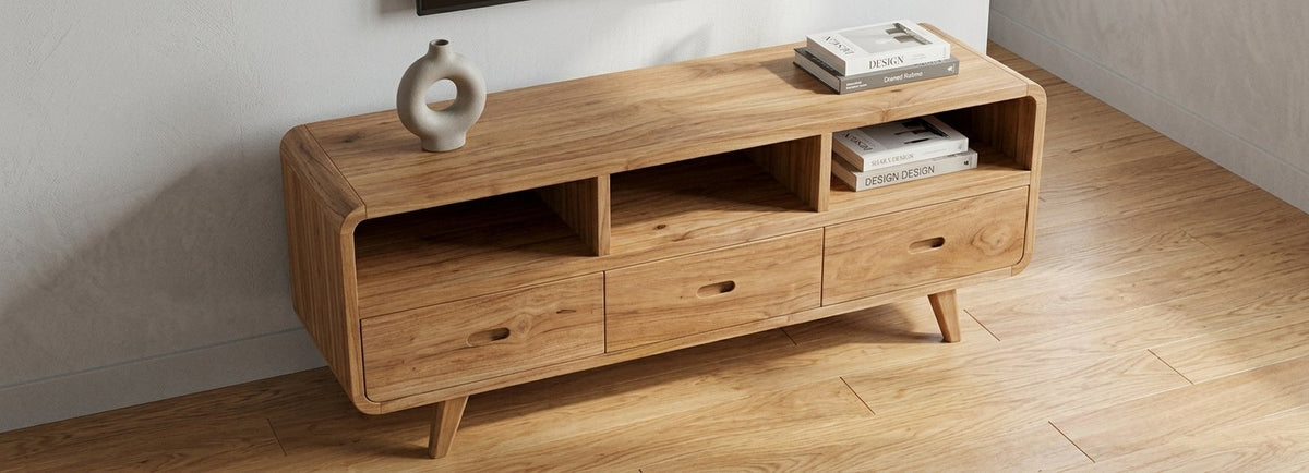 Teak tv cabinet Adivi – boho furniture handcrafted in Bali by BaliSouk