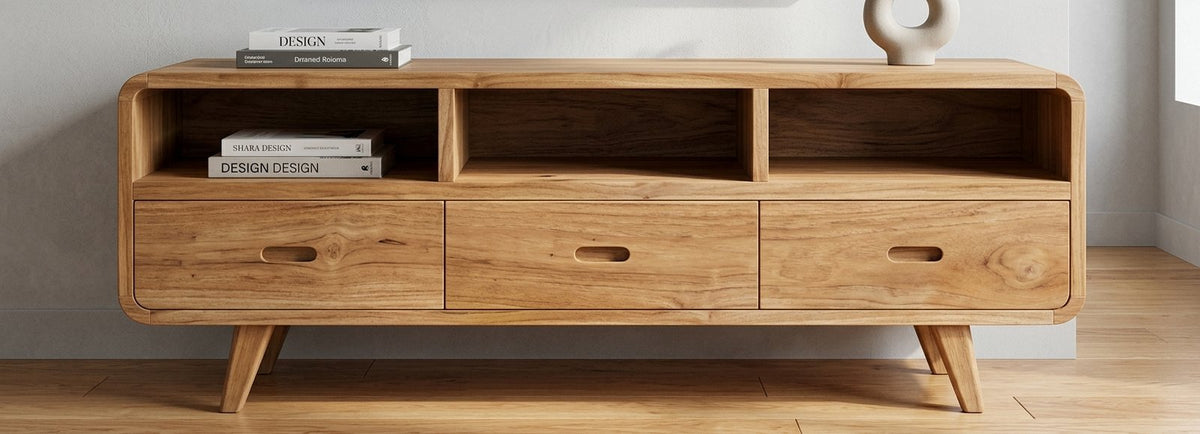 Teak tv cabinet Adivi – boho furniture handcrafted in Bali by BaliSouk (vue 2)