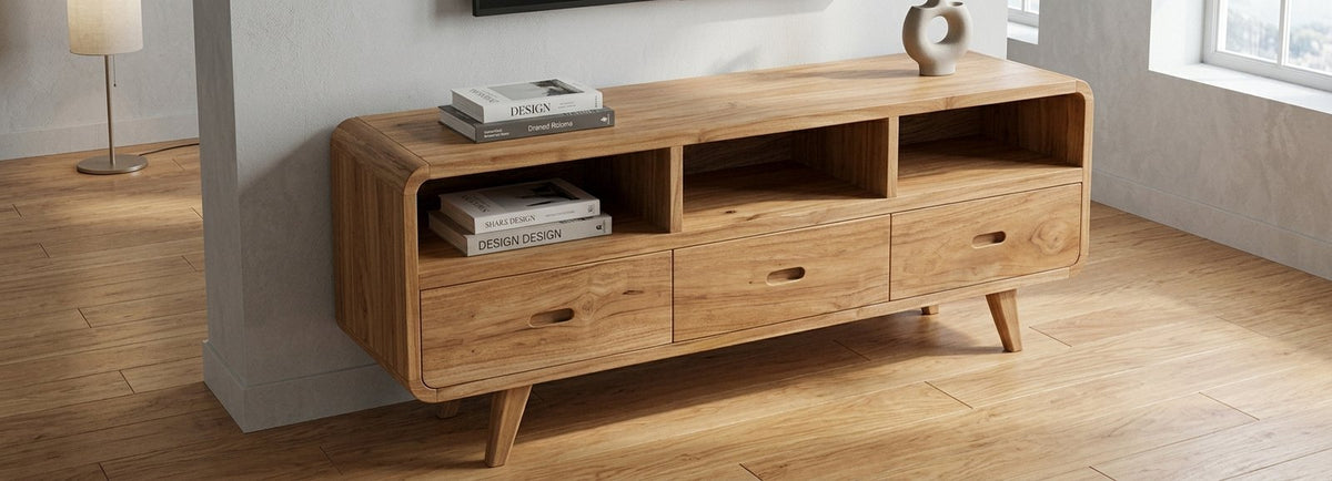 Teak tv cabinet Adivi – boho furniture handcrafted in Bali by BaliSouk (vue 3)