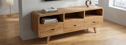 Teak tv cabinet Adivi – boho furniture handcrafted in Bali by BaliSouk (vue 3)