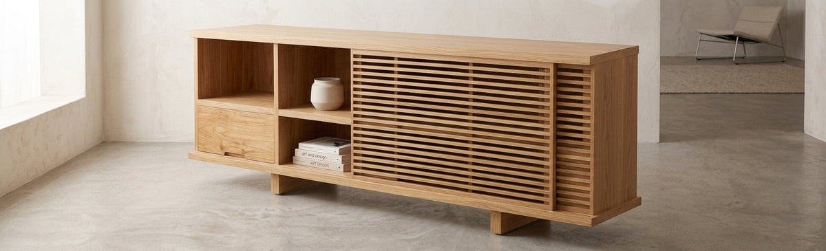 Teak tv cabinet Singapour – boho furniture handcrafted in Bali by BaliSouk