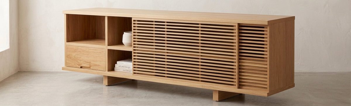 Teak tv cabinet Singapour – boho furniture handcrafted in Bali by BaliSouk (vue 4)