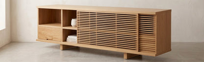 Teak tv cabinet Singapour – boho furniture handcrafted in Bali by BaliSouk (vue 4)