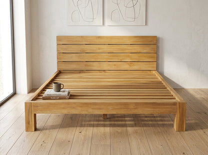 Teak bed Montana – boho furniture handcrafted in Bali by BaliSouk (vue 4) – set of 2