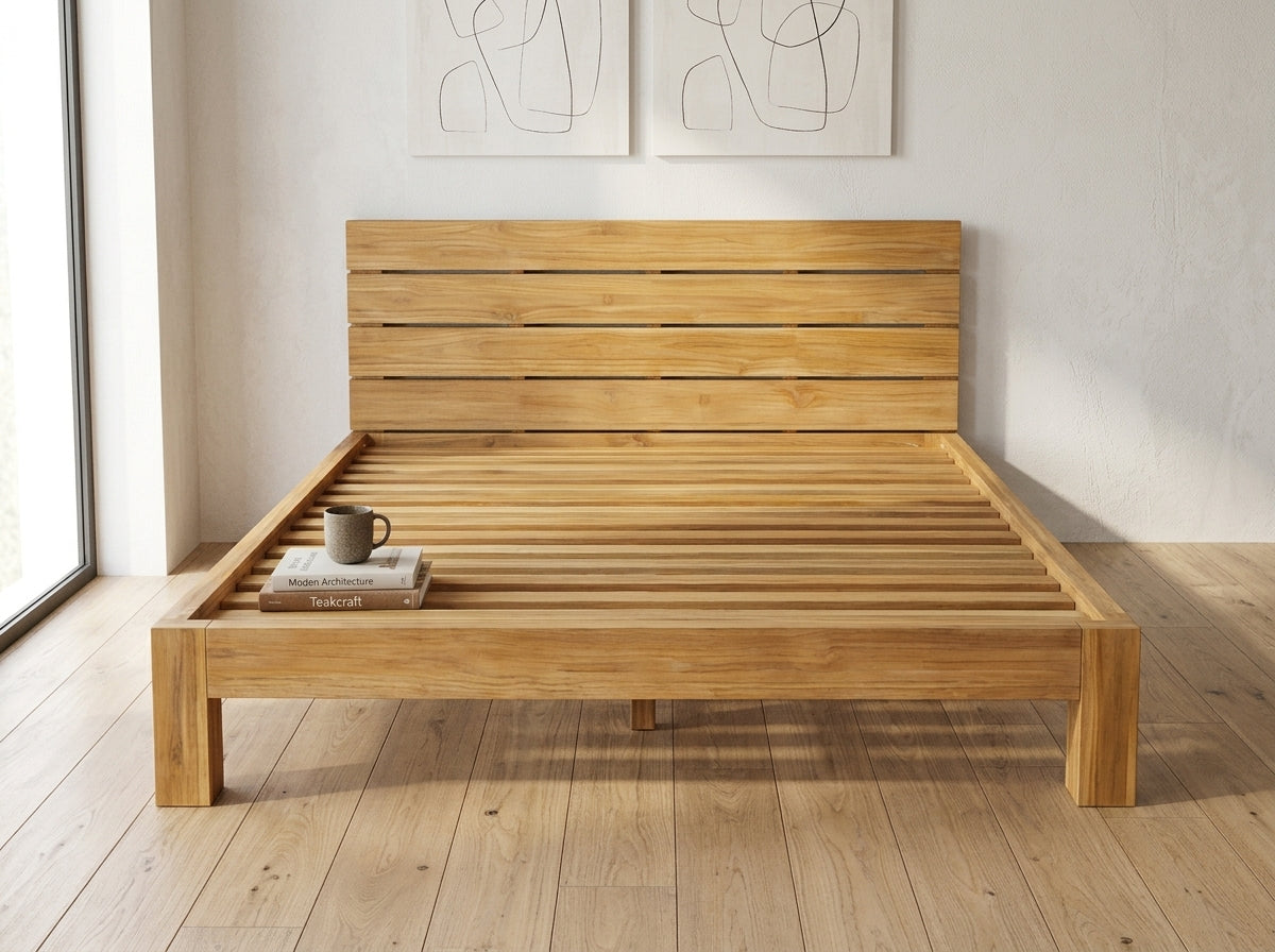 Teak bed Montana – boho furniture handcrafted in Bali by BaliSouk (vue 9)