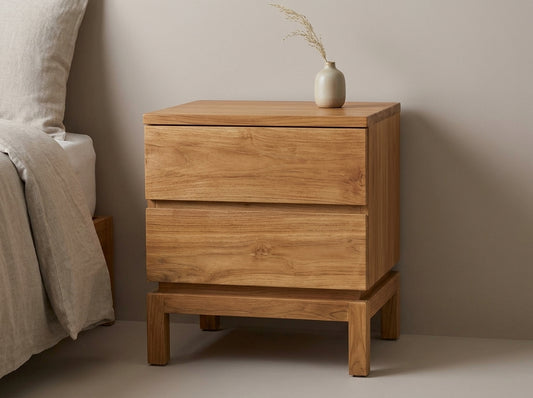 Teak bed side table Montana – boho furniture handcrafted in Bali by BaliSouk (vue 4)