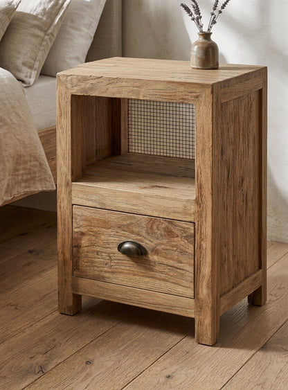 Teak bed side table Aston – boho furniture handcrafted in Bali by BaliSouk