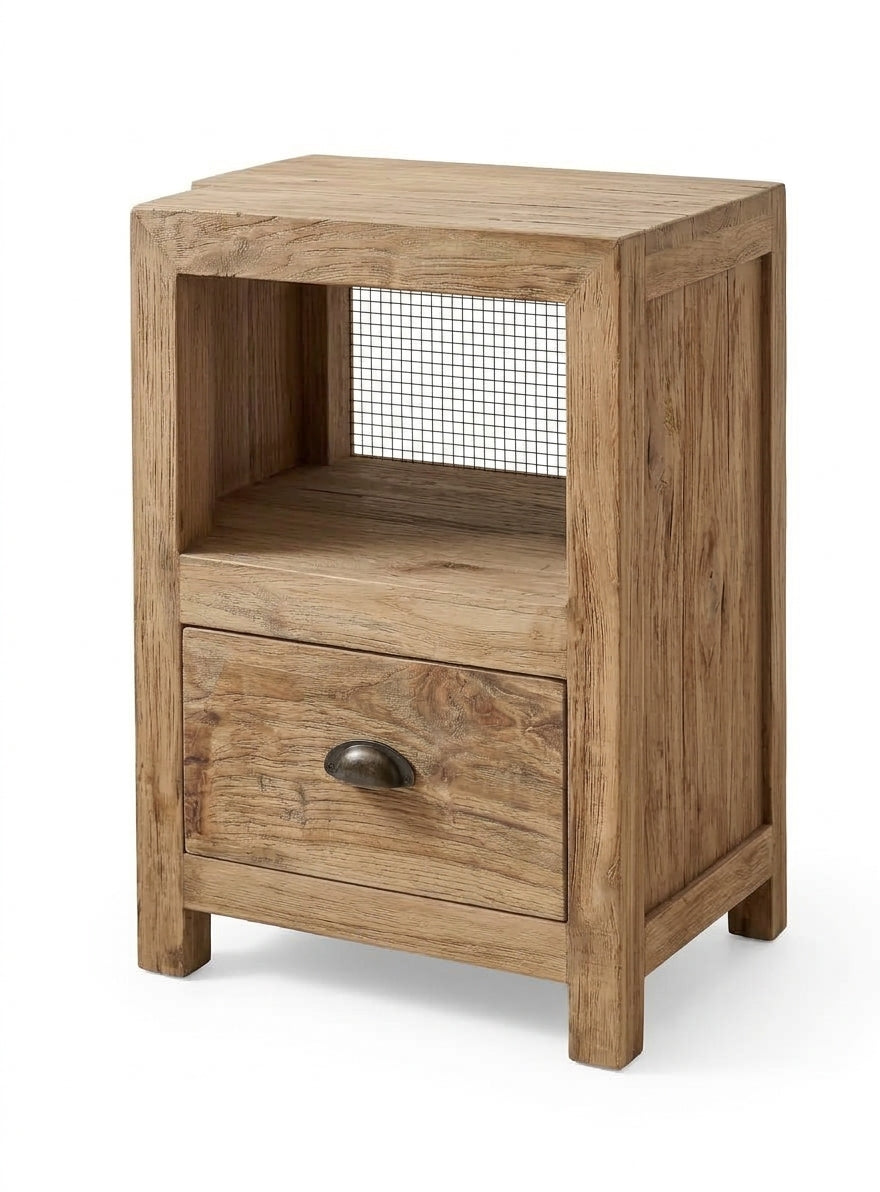 Teak bed side table Aston – boho furniture handcrafted in Bali by BaliSouk (vue 2)