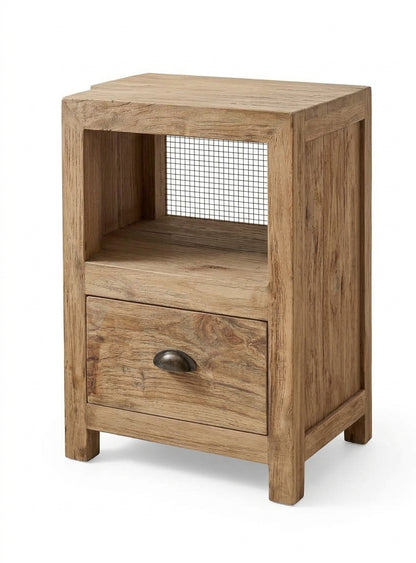 Teak bed side table Aston – boho furniture handcrafted in Bali by BaliSouk (vue 2)