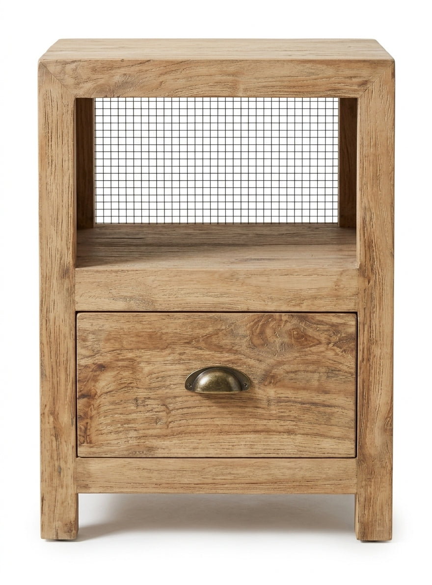 Teak bed side table Aston – boho furniture handcrafted in Bali by BaliSouk (vue 4)