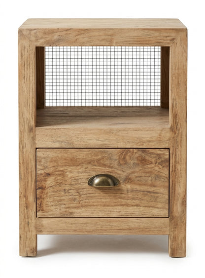 Teak bed side table Aston – boho furniture handcrafted in Bali by BaliSouk (vue 4)