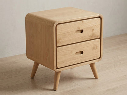 Teak bed side table AD 2 Drawer – boho furniture handcrafted in Bali by BaliSouk