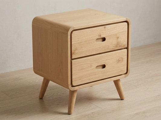 Teak bed side table AD 2 Drawer – boho furniture handcrafted in Bali by BaliSouk