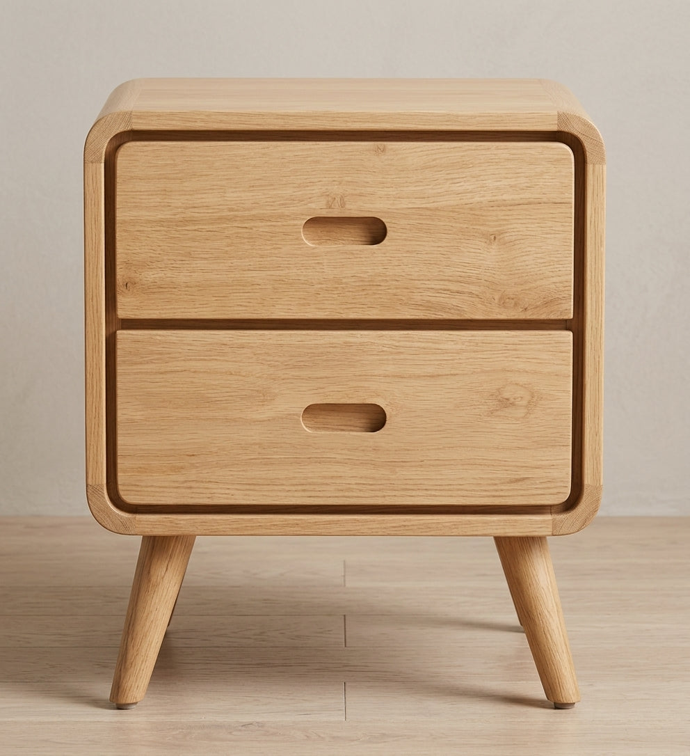 Teak bed side table AD 2 Drawer – boho furniture handcrafted in Bali by BaliSouk (vue 2)