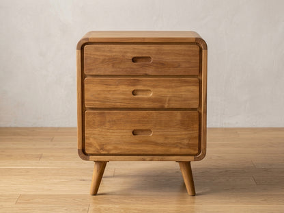 Teak bed side table AD 3 Drawer – boho furniture handcrafted in Bali by BaliSouk
