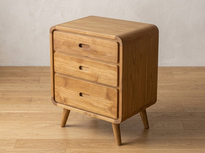 Teak bed side table AD 3 Drawer – boho furniture handcrafted in Bali by BaliSouk (vue 3)