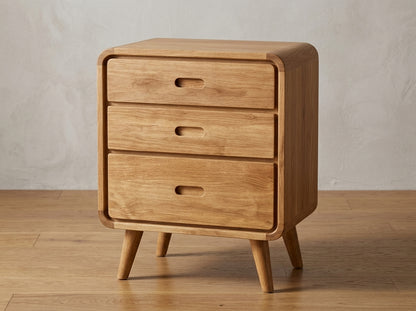 Teak bed side table AD 3 Drawer – boho furniture handcrafted in Bali by BaliSouk (vue 5)
