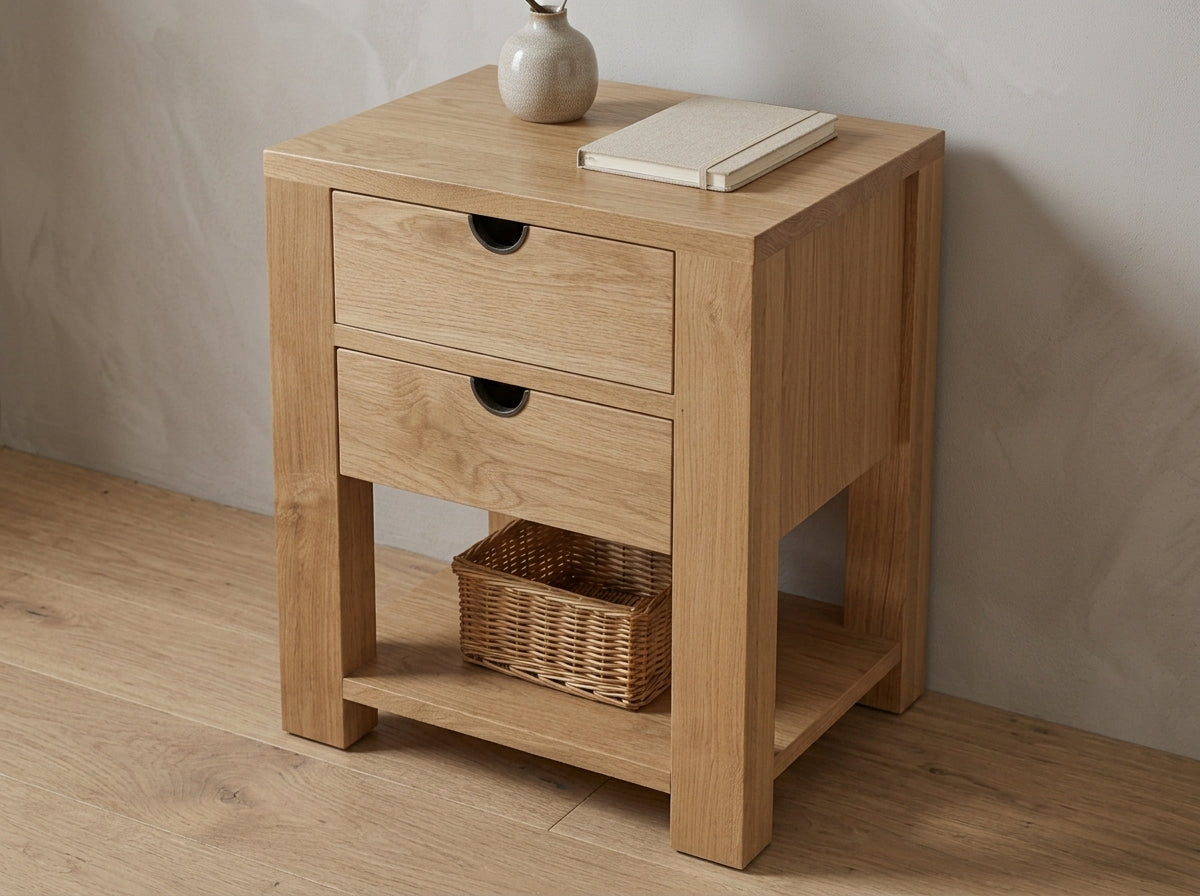Teak bed side table Karpenter – boho furniture handcrafted in Bali by BaliSouk