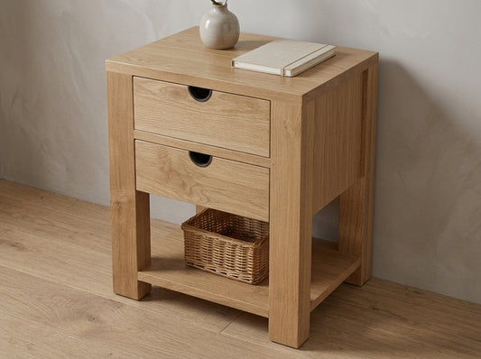 Teak bed side table Karpenter – boho furniture handcrafted in Bali by BaliSouk