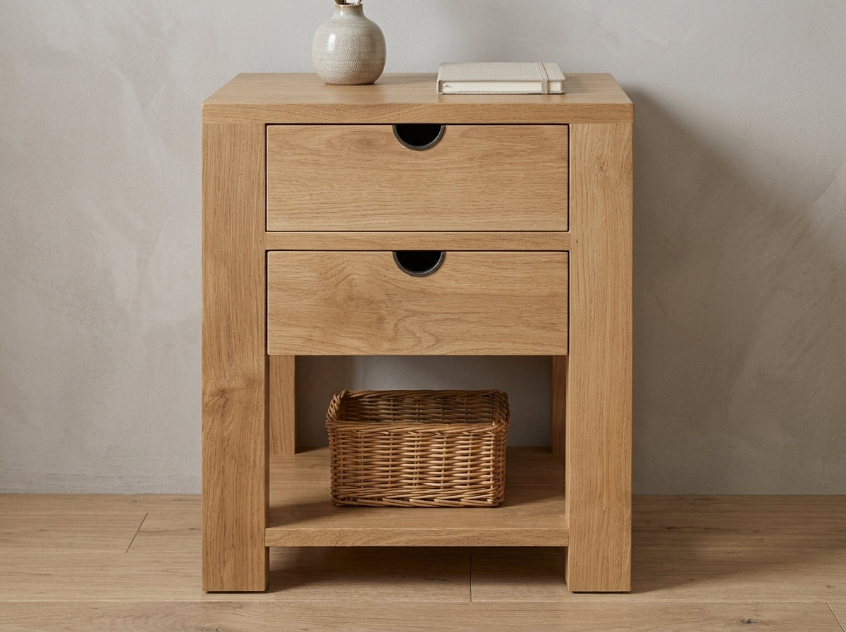 Teak bed side table Karpenter – boho furniture handcrafted in Bali by BaliSouk (vue 2)