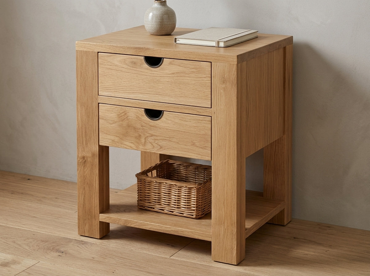 Teak bed side table Karpenter – boho furniture handcrafted in Bali by BaliSouk (vue 3)