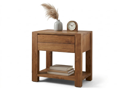 Teak bed side table Aldo – boho furniture handcrafted in Bali by BaliSouk (vue 2)