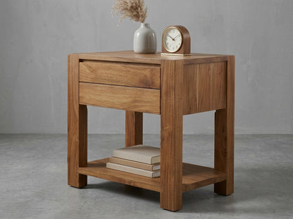 Teak bed side table Aldo – boho furniture handcrafted in Bali by BaliSouk (vue 3)