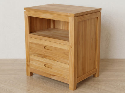 Teak bed side table Asia – boho furniture handcrafted in Bali by BaliSouk (vue 2)