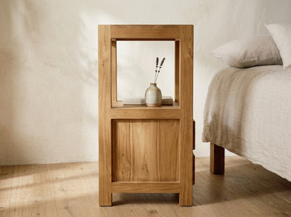Teak bed side table Tinggi Tall – boho furniture handcrafted in Bali by BaliSouk (vue 2)