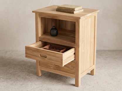 Teak bed side table KK – boho furniture handcrafted in Bali by BaliSouk