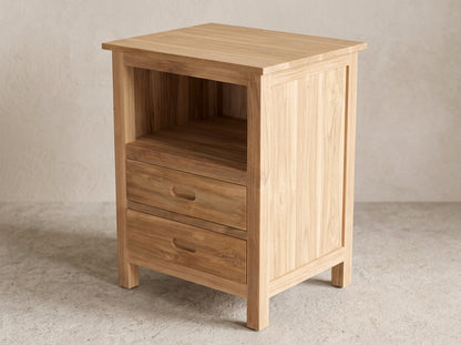 Teak bed side table KK – boho furniture handcrafted in Bali by BaliSouk (vue 3)