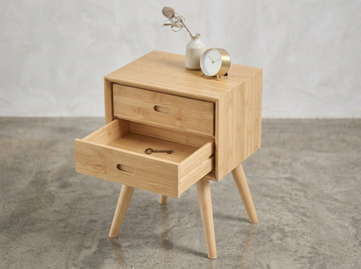 Teak bed side table Adel – boho furniture handcrafted in Bali by BaliSouk