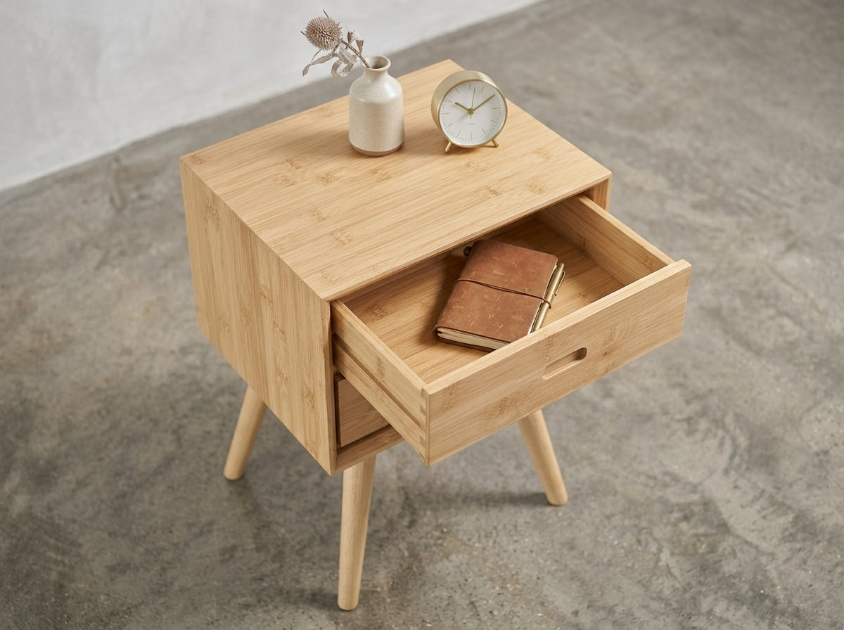 Teak bed side table Adel – boho furniture handcrafted in Bali by BaliSouk (vue 2)