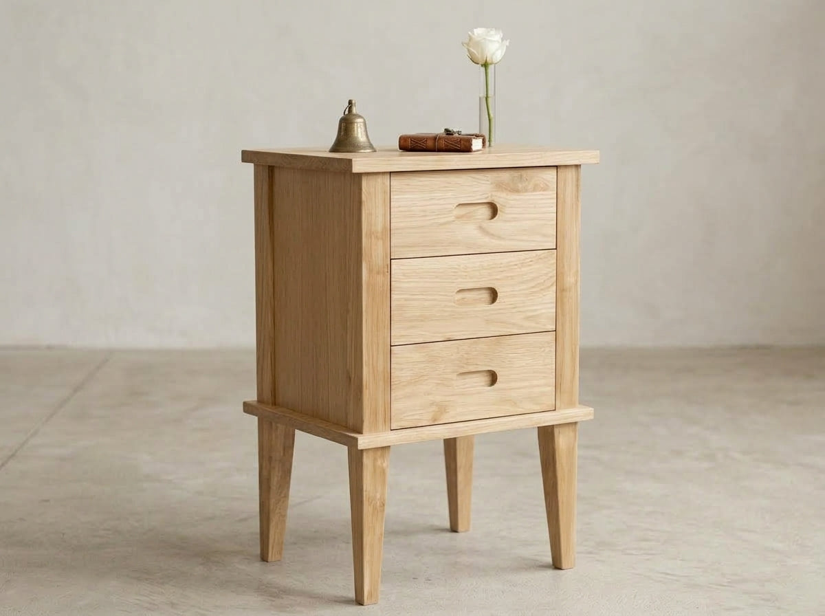 Teak bed side table Rafless – boho furniture handcrafted in Bali by BaliSouk