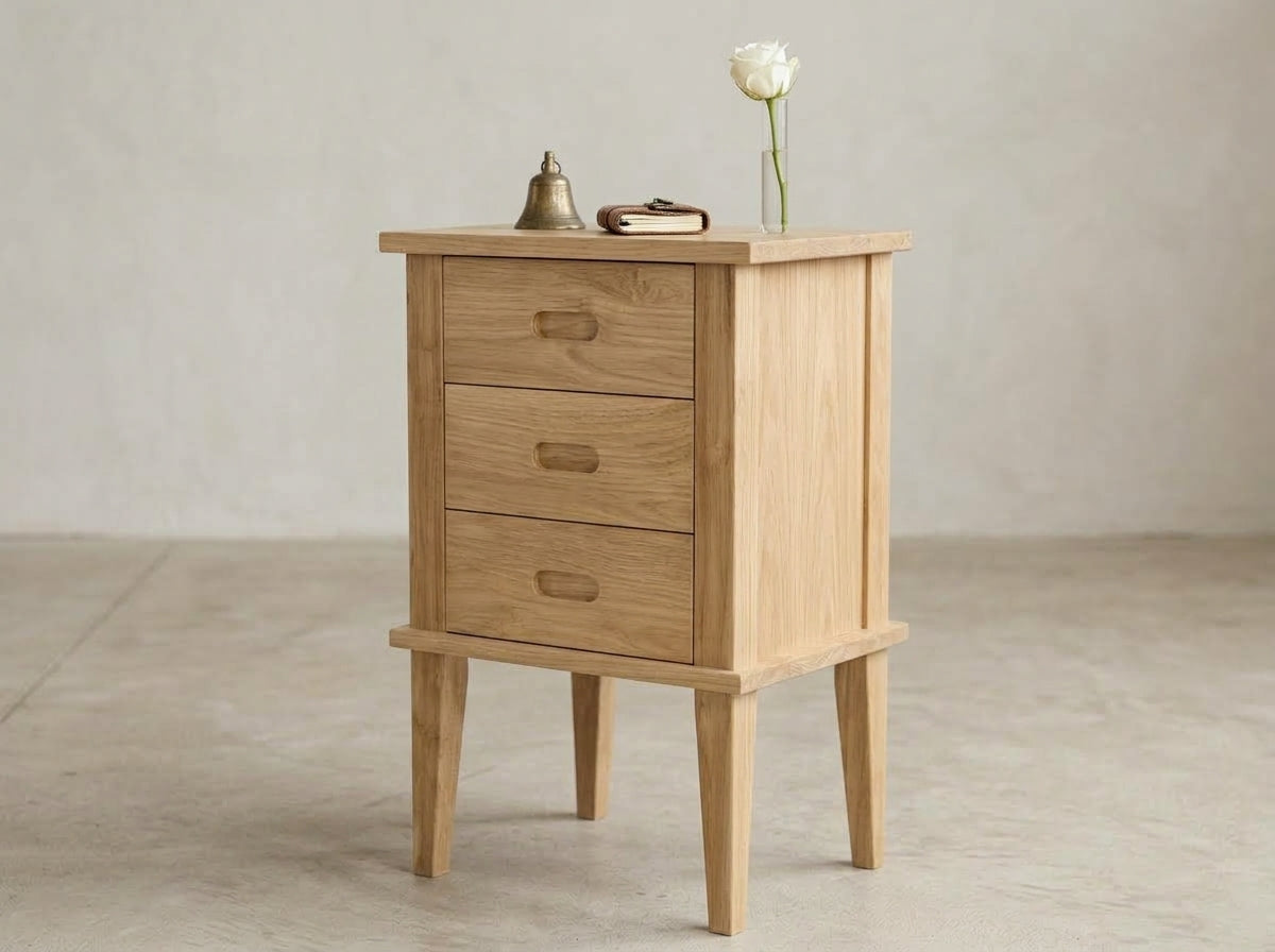 Teak bed side table Rafless – boho furniture handcrafted in Bali by BaliSouk (vue 4)