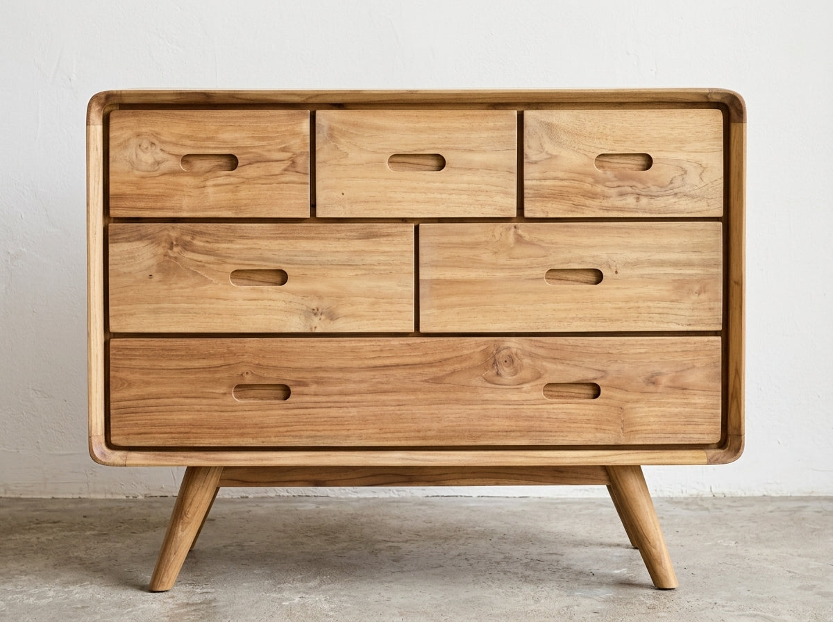 Teak chest of drawers Julie – boho furniture handcrafted in Bali by BaliSouk (vue 4)
