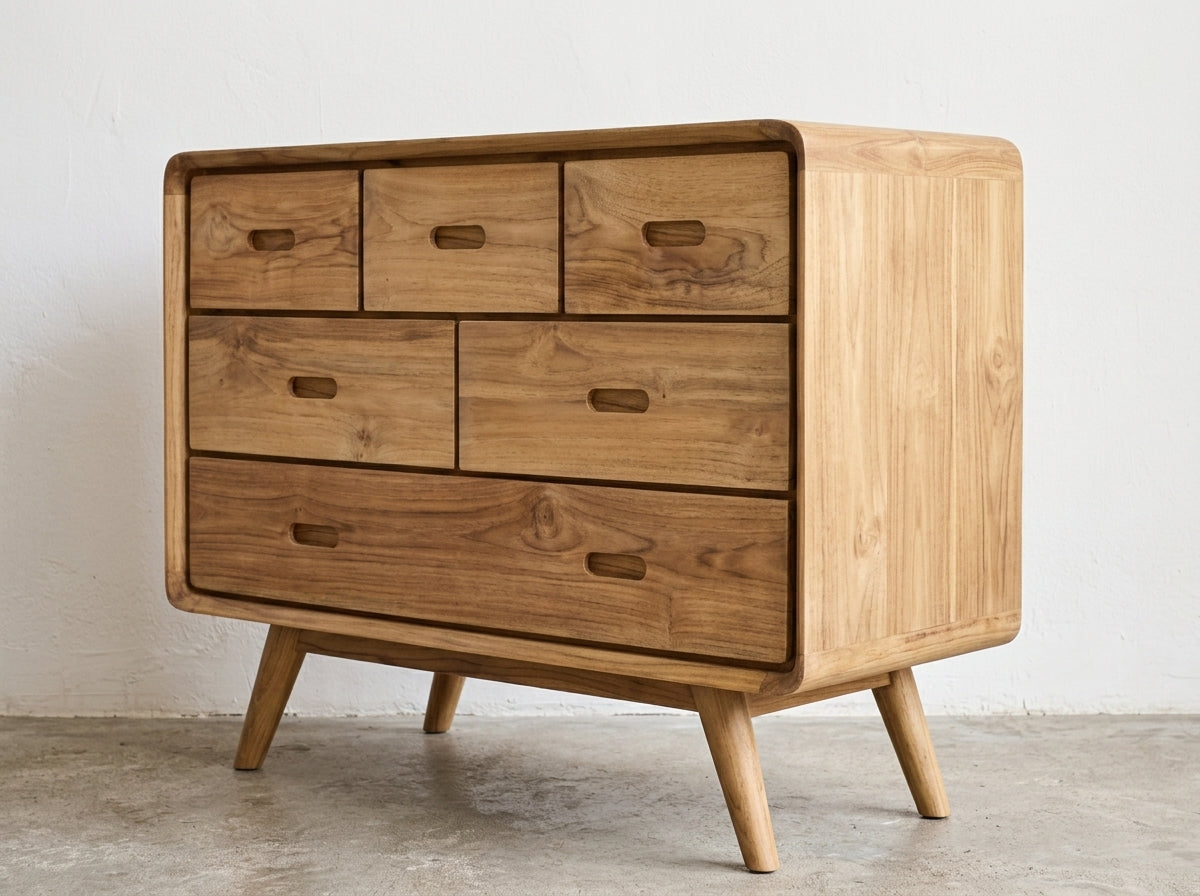 Teak chest of drawers Julie – boho furniture handcrafted in Bali by BaliSouk (vue 7)