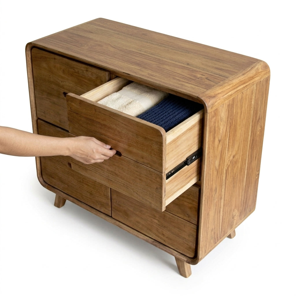 Teak chest of drawers Kiss – boho furniture handcrafted in Bali by BaliSouk