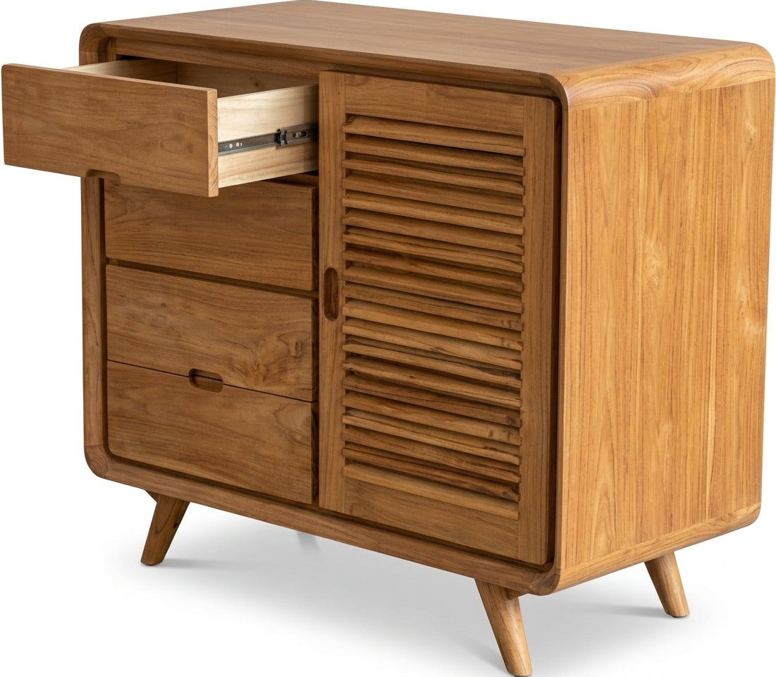 Teak chest of drawers Cocon – boho furniture handcrafted in Bali by BaliSouk (vue 3)