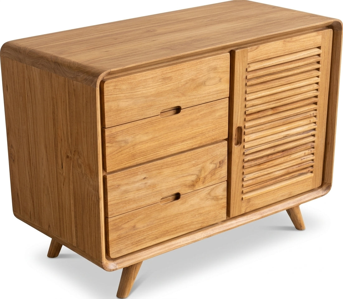Teak chest of drawers Cocon – boho furniture handcrafted in Bali by BaliSouk (vue 4)