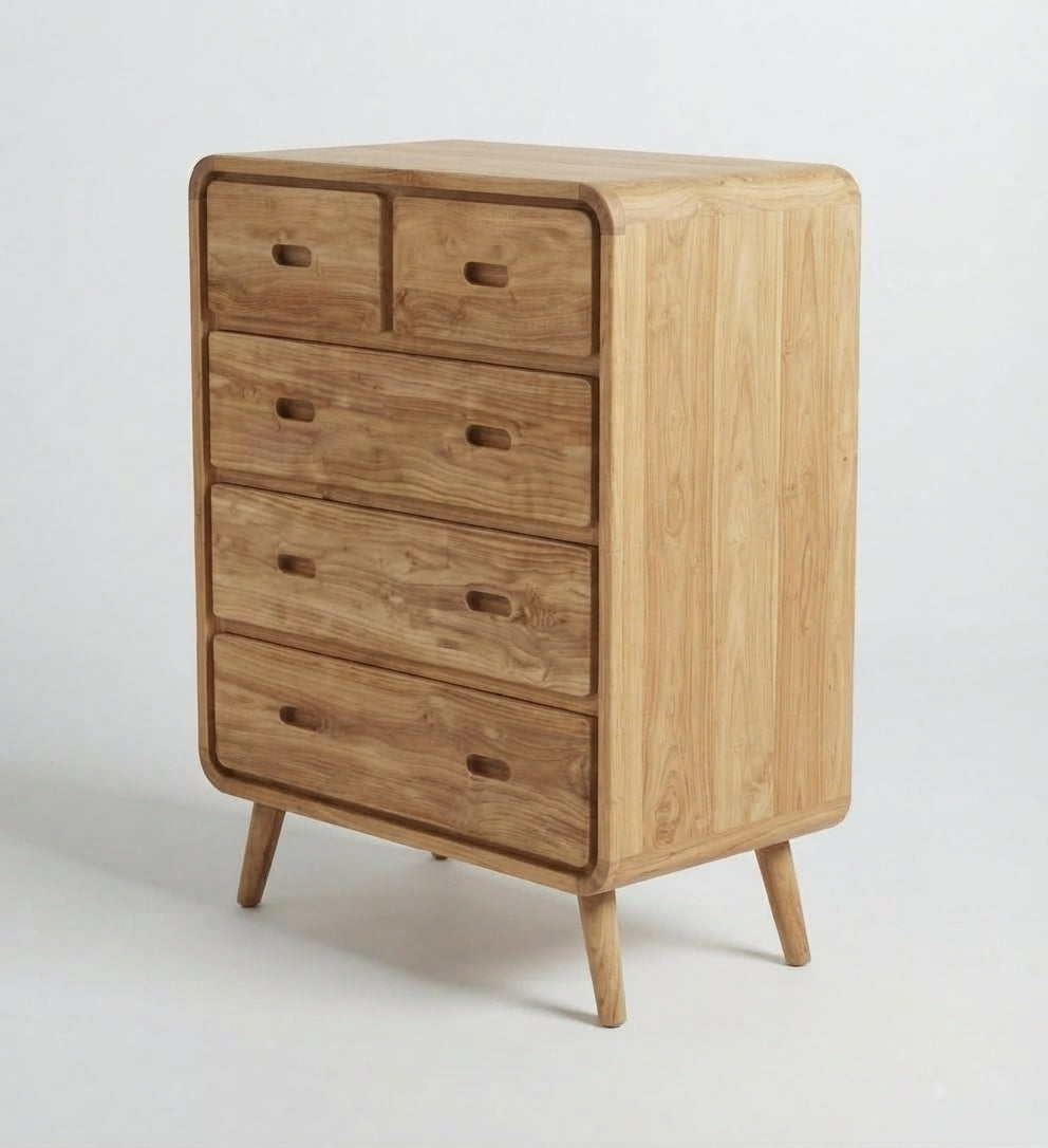 Teak chest of drawers Dompul – boho furniture handcrafted in Bali by BaliSouk (vue 3)